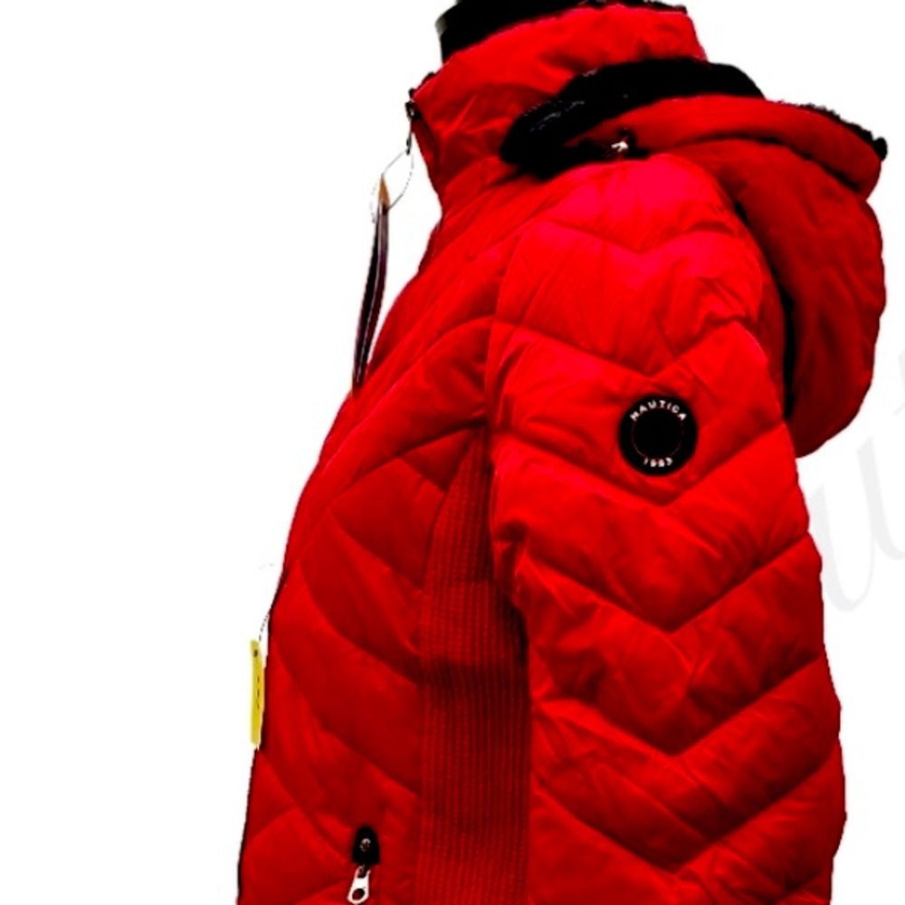 Nautica Womens Red Puffer Jacket